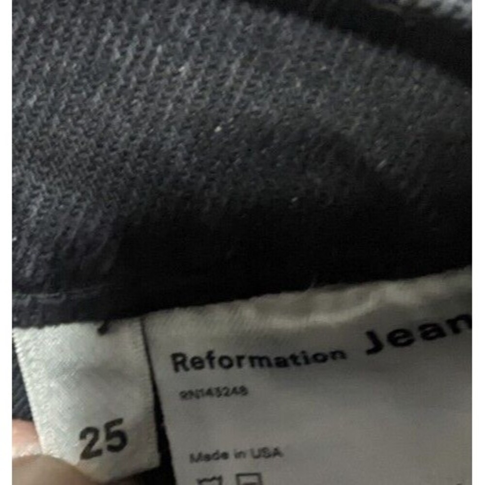 Reformation Cynthia High Relaxed Black Daisy Jeans Women's Size 25 - Picture 4 of 10